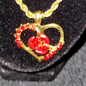 Golden Red Rose Pendant